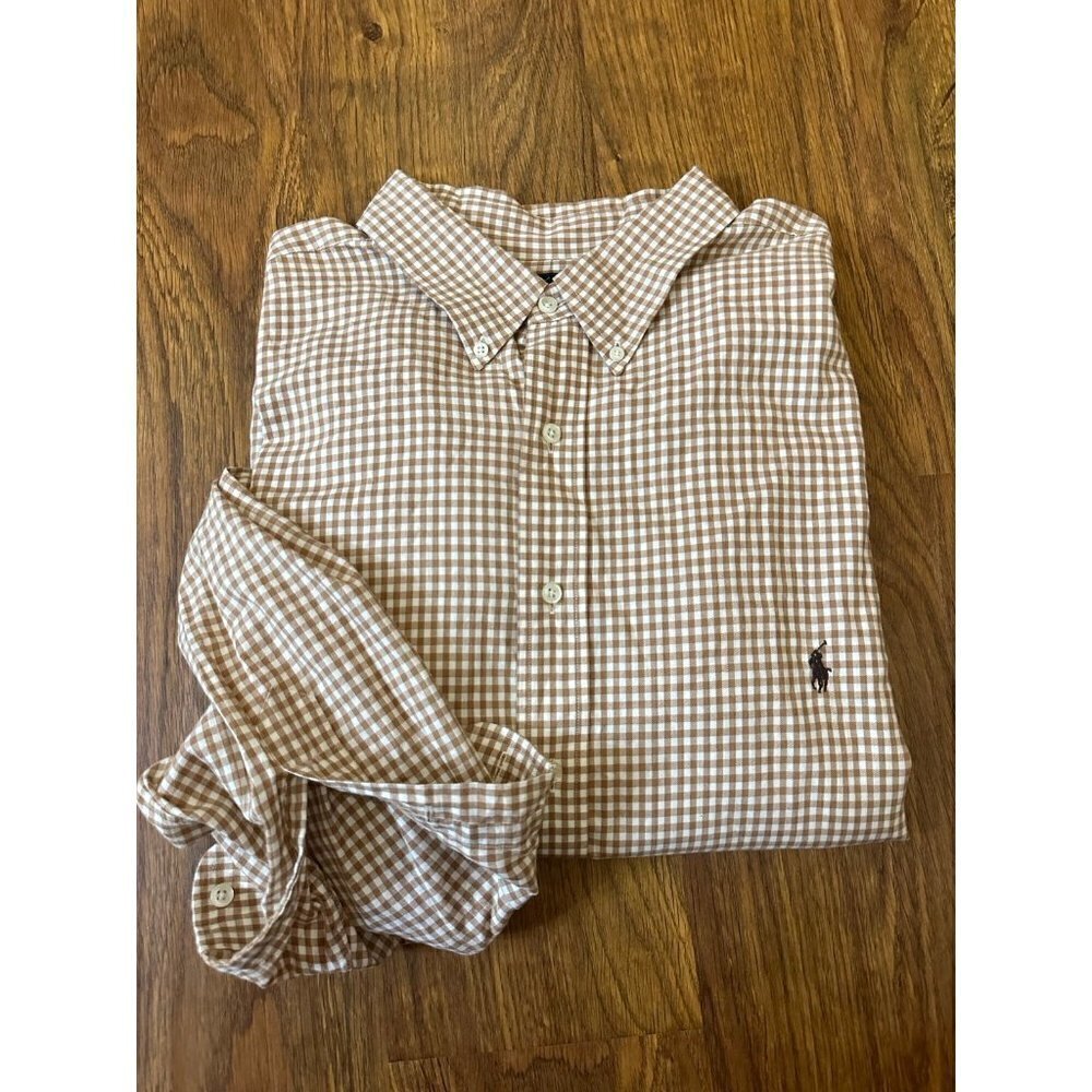 Ralph Lauren gingham plaid button up shirt